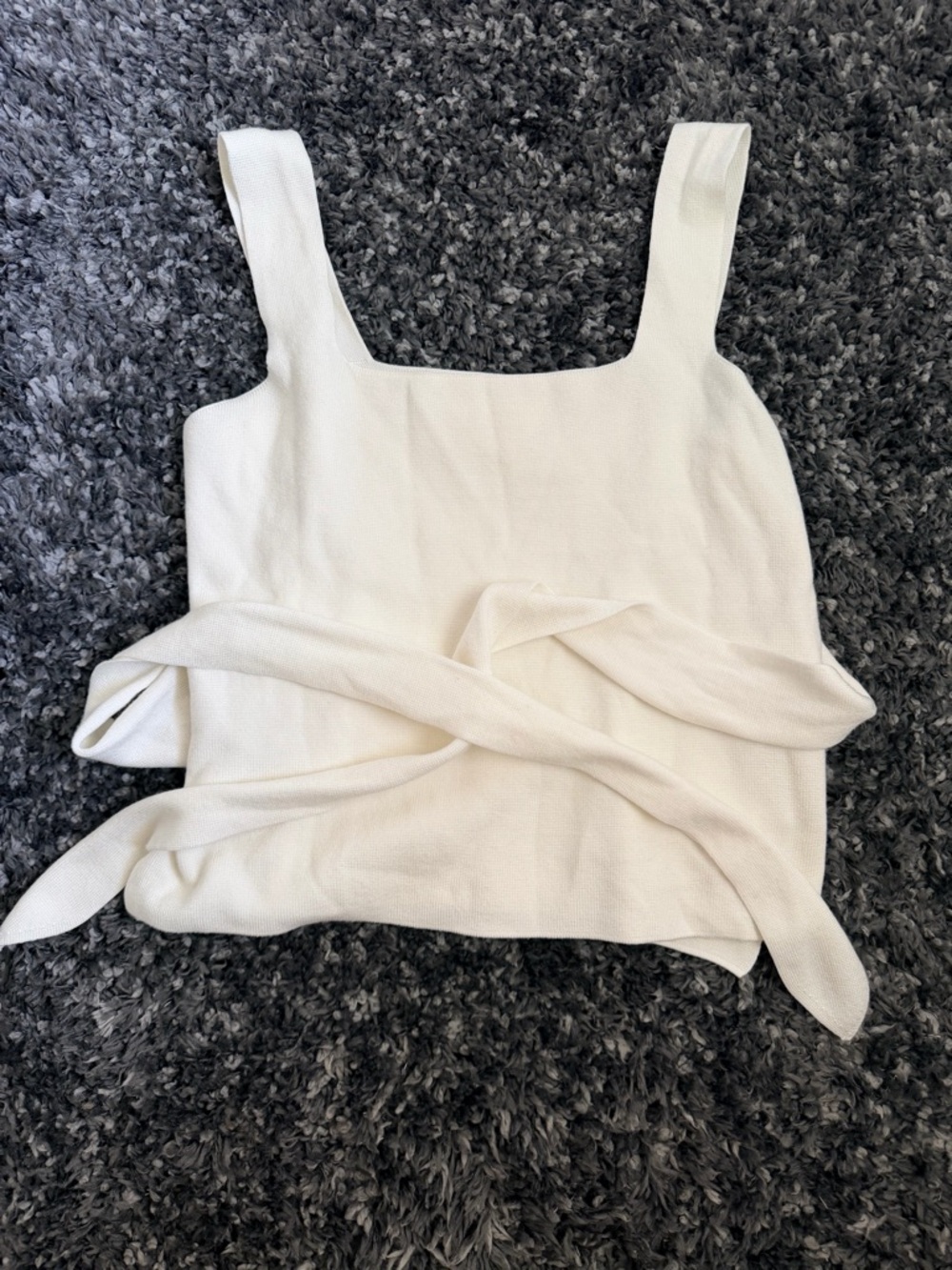 Anthropologie Cream Square-Neck Wrap Tie Camisole